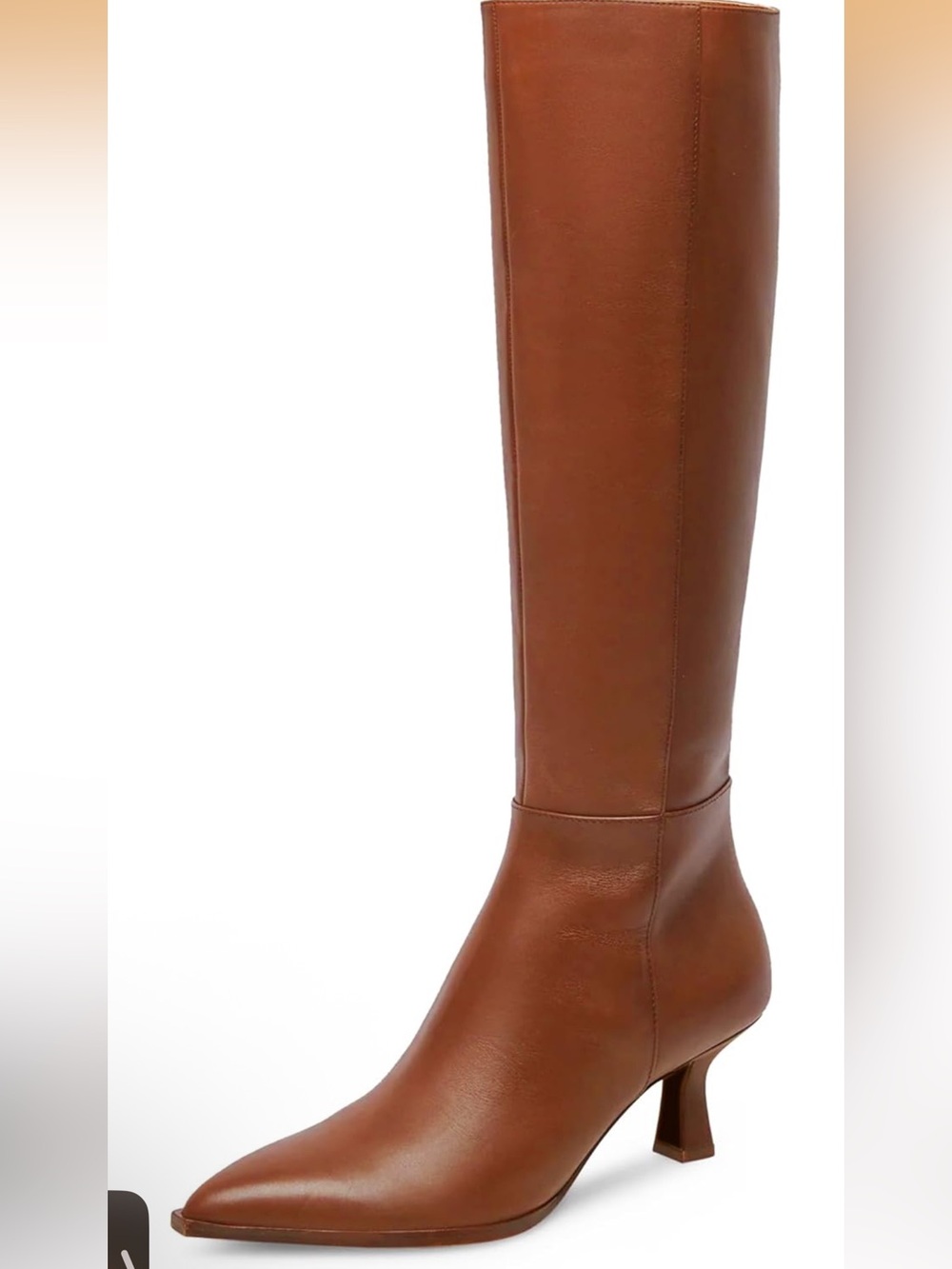 Mcccute brown, knee-high kitten heel boots